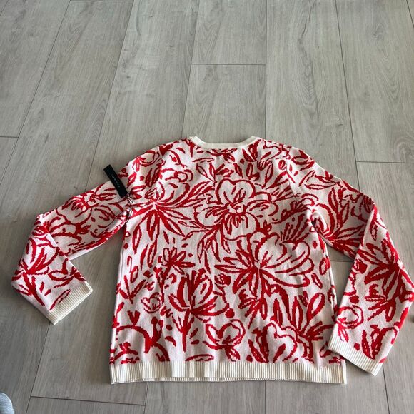Tahari women's red floral sweater size L - Picture 5 of 7